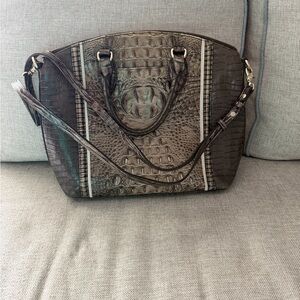 Brahmin Brown Crocodile-Embossed Shoulder Bag